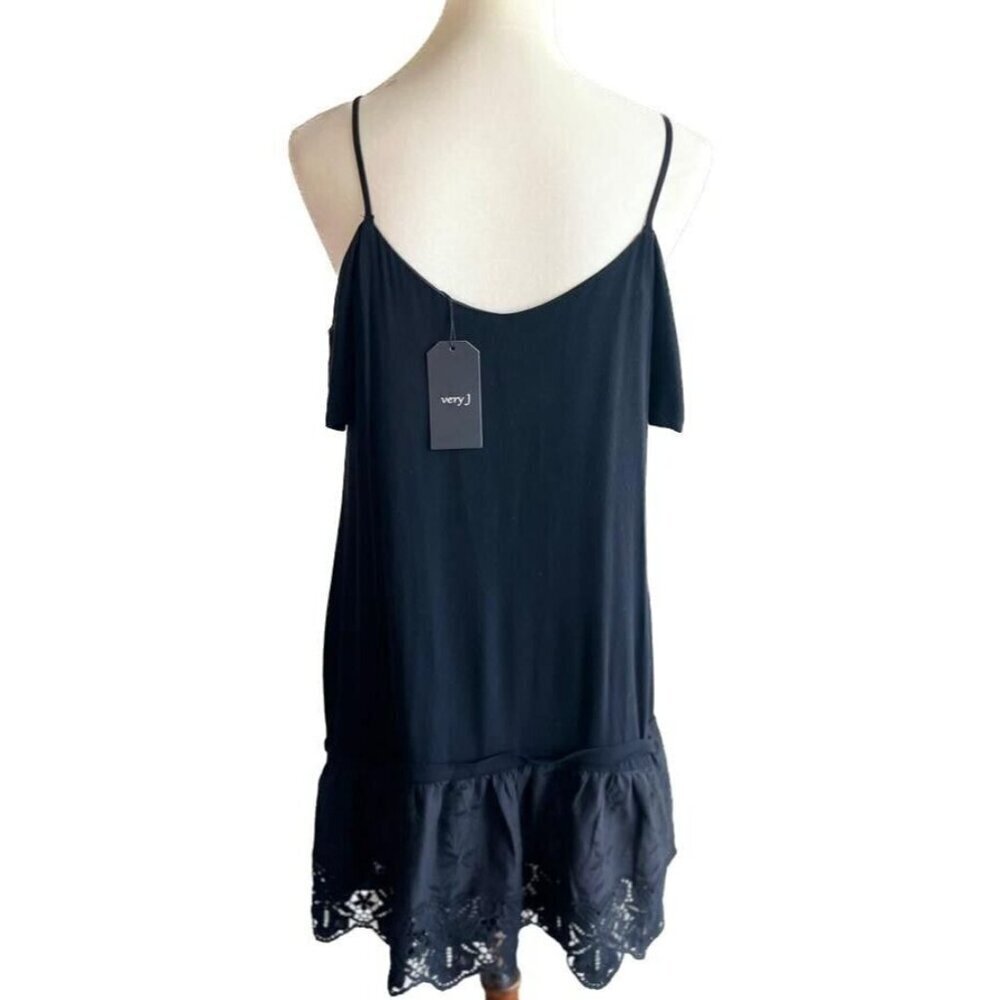 Nasty Gal Very J Jo Cold Shoulder Embroidered Dress Black Size M - Picture 3 of 14